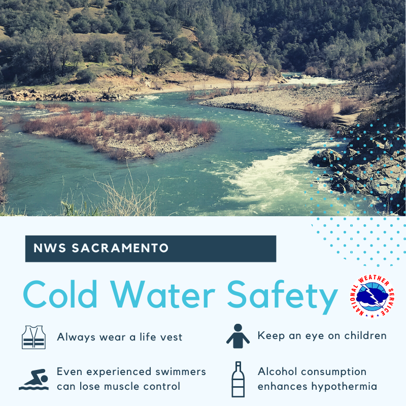 As temperatures rise this week, keep in mind that the area rivers and streams will continue to run COLD as a product of mountain snowmelt. Be sure to exercise cold water safety along all area waterways!