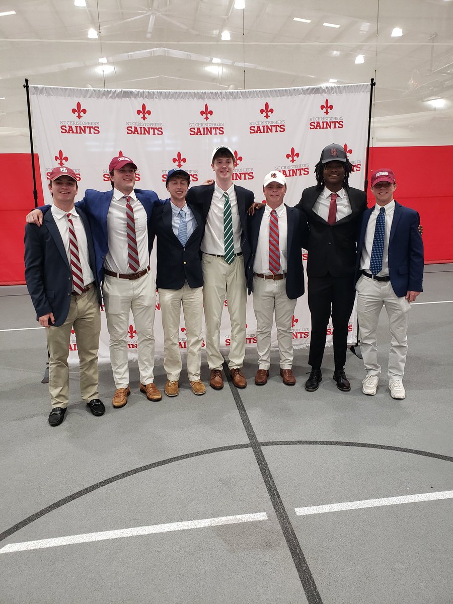 Seven different student-athletes at St. Christopher's (@STCAthletics) signed National Letters of Intent in five different sports to three different schools! Five will attend Hampden Sydney (@HSCathletics) to play Football, Golf and Lacrosse. @CBS6