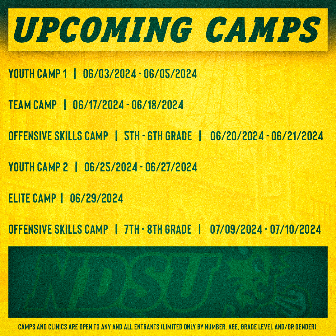 All of our Summer Camps are open and available to register for! You can sign up for any of the six camps at: ndsuwomensbasketballcamps.com