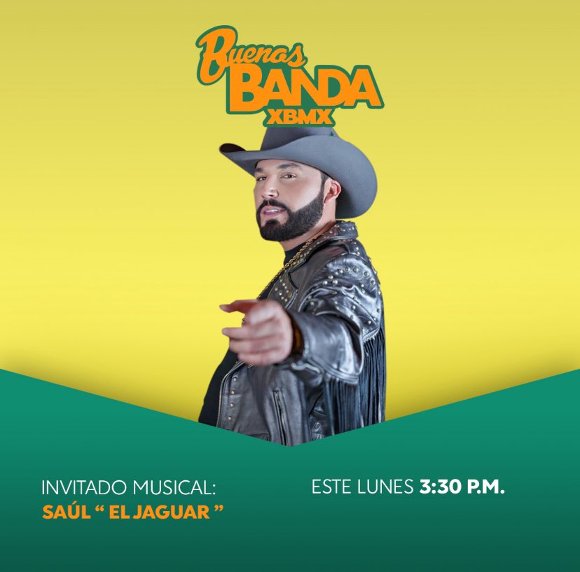 Este lunes en #BuenasBandaXBMX, @sauleljaguar nos visita en el estudio para deleitarnos con su música, te esperamos a las 3:30 p. m. MEX, ¡solo por #Bandamax! 🤠