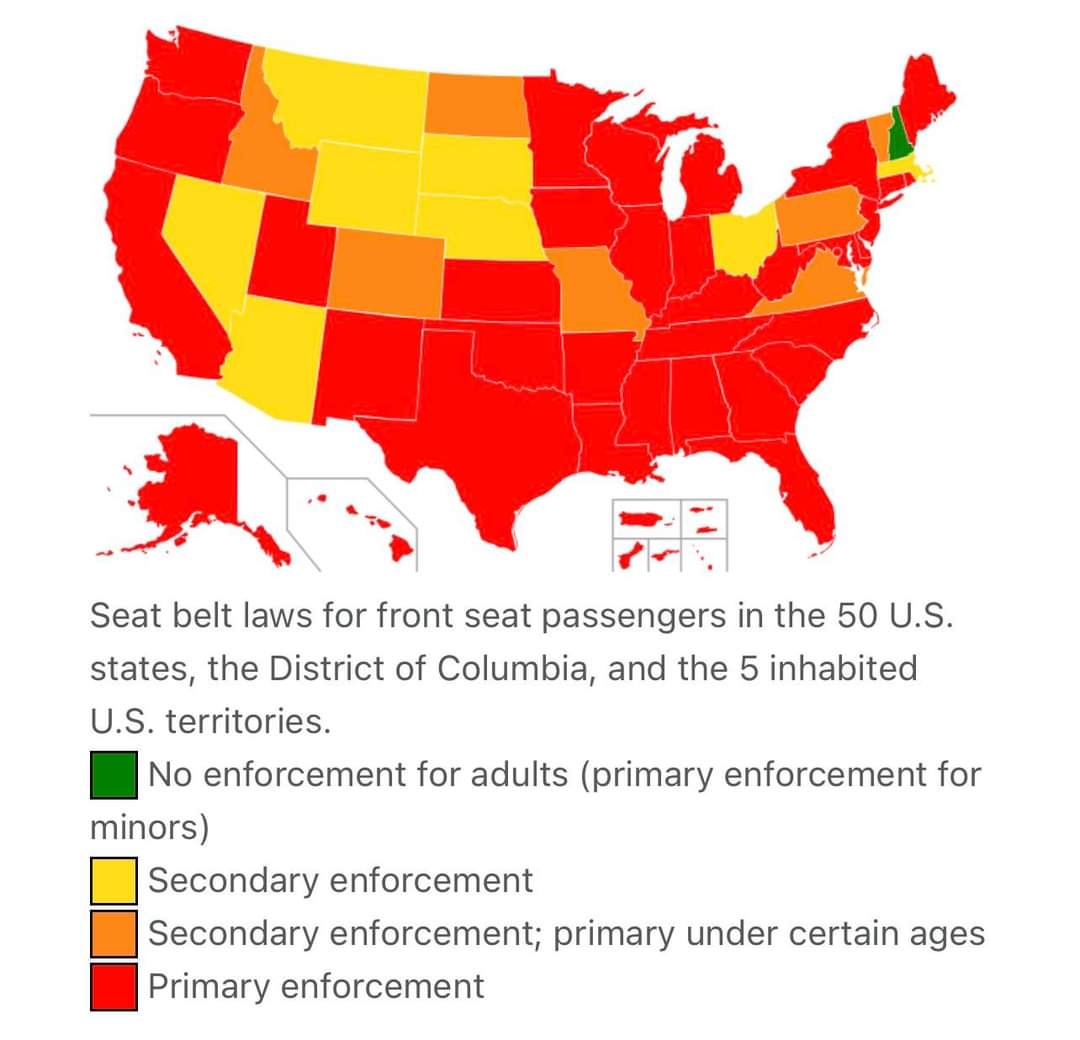 US States that enforce seat belts