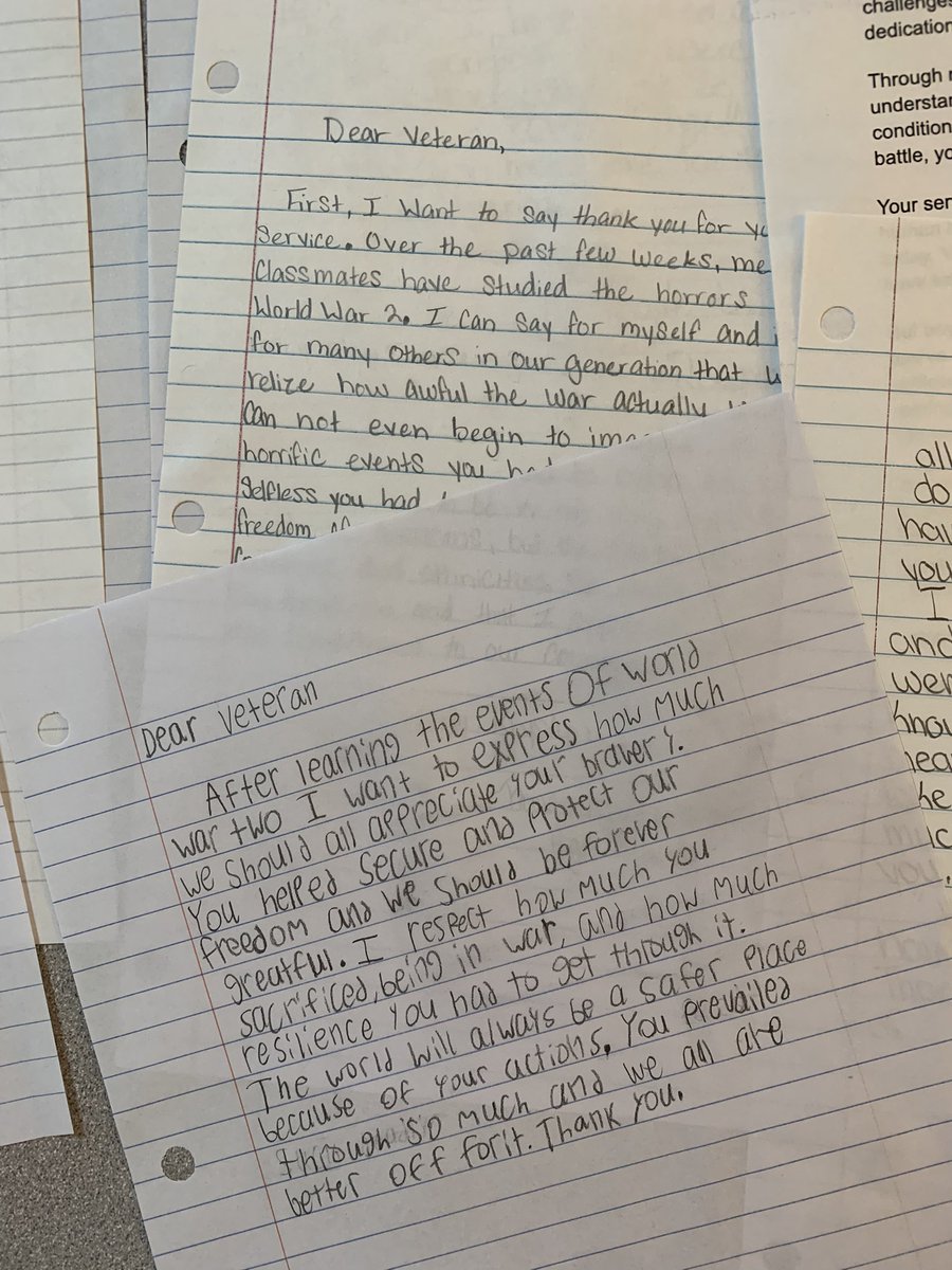 Students composed some meaningful thank yous for the Kentucky WWII veterans that will take an Honor Flight to visit the Capitol later this month. 
#authenticlearning
#historymatters