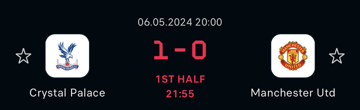 Ftech447's tweet photo. Match day 

Crystal Palace vs Manchester united 

It has happen 

Current time and scores https://t.co/yUa8G5Cxxs
