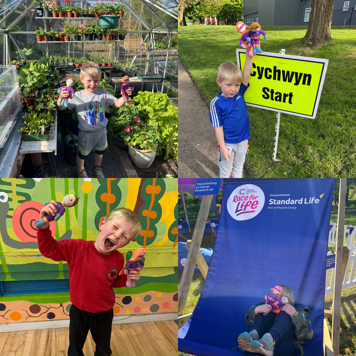 @YGCwmbran 
Stanley has had a lovely weekend with Seren and Sbarc. Swimming, junior park run, trip to the cinema, adventures on Stanley’s bike and watching Bertie race in pretty mudder race for life.