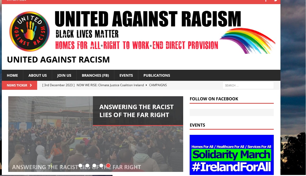 Is United Against Racism, whose website is registered at an address in Bergamo, Italy and which organised the counter protest at the GPO in Dublin today, at all linked to Italian migrant organisation Bellafon Societa which is funding Irish-based asylum organisations?