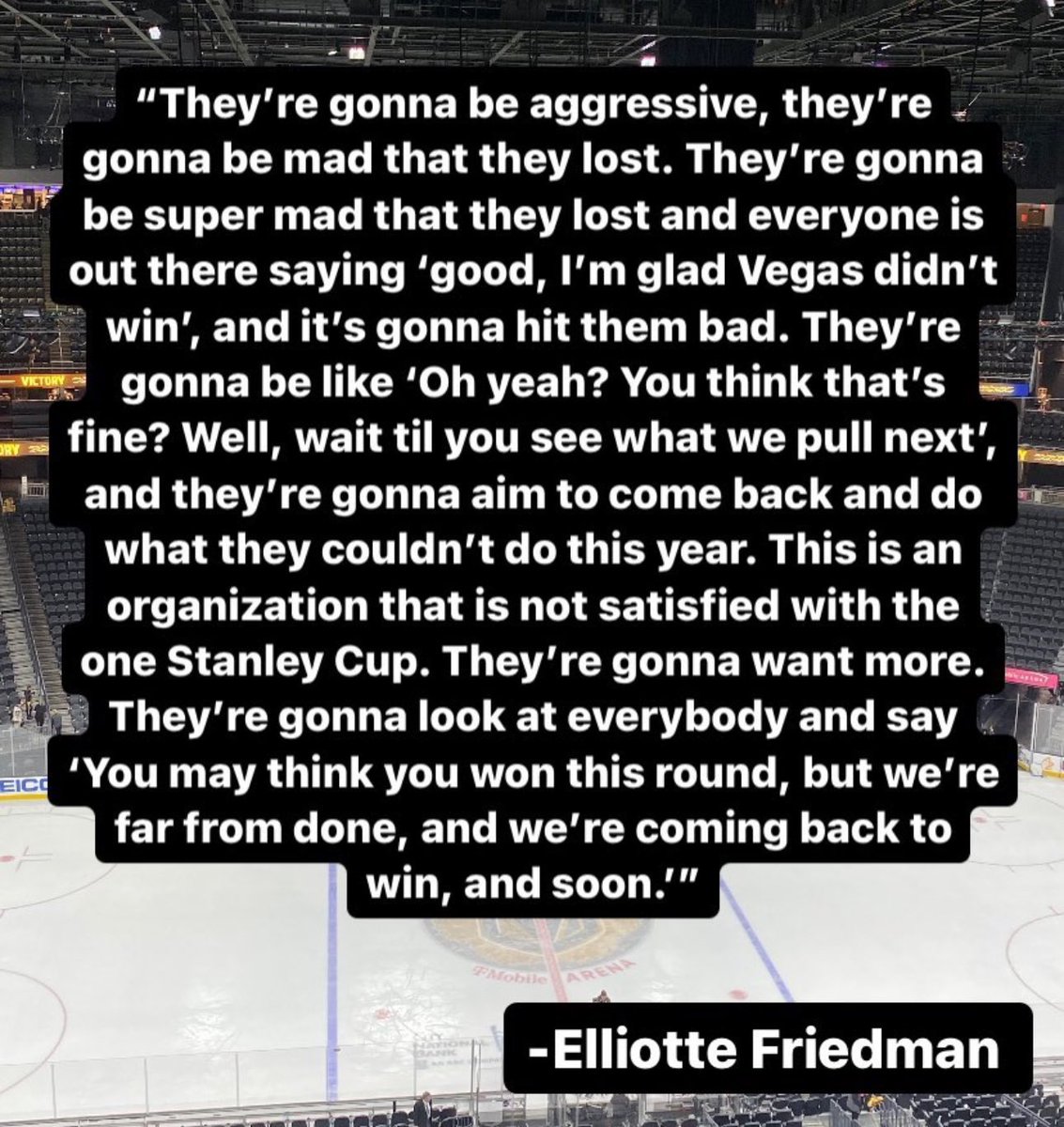 That’s why we love our team and our city, they’re retooling and will be back #VegasStrong next season and ready to compete again. #VegasBorn we can all sit back and relax until October and it’s on again! If your team is still playing , Good Luck and enjoy the ride!