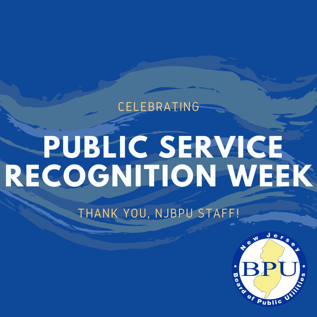 This week, we celebrate Public Service Recognition Week! We thank NJBPU staff for their work to ensure safe, reliable, and affordable utility service for all that call New Jersey home. #PSRW2024