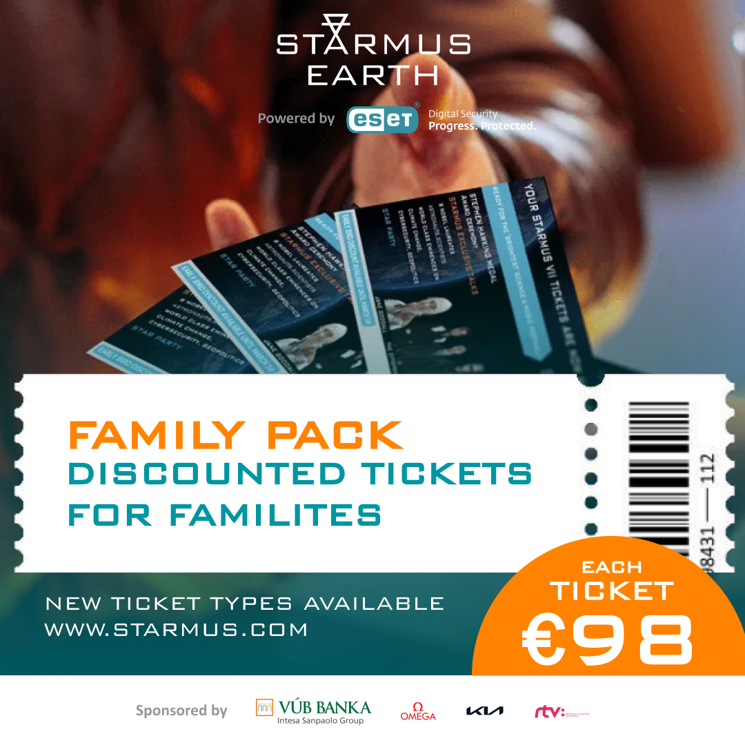 🎟 Family Pack 🎟

Attention all families looking for an extraordinary adventure!

We're thrilled to announce the arrival of our newest ticket option for Starmus Festival: the Family Pack ticket for €98!

Families of 3 or more members can embark on an unforgettable cosmic…