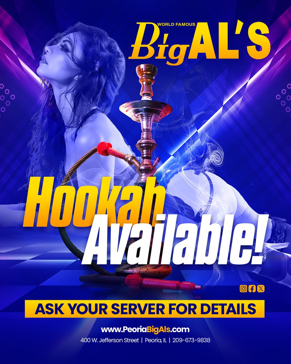 Feeling a little extra? Come to Big Al's for a fun night of hookah, cold drinks, hot dances and delicious food! 💨🍔🎉 
#hookahnight #funnightout #tastytreats #hookahplease #bigalsspeakeasy #peorianightlife