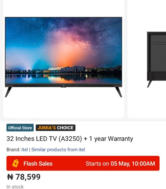 Best deals on Television🔥🔥
Best brands at affordable prices.
Do not snooze on this.
Click to purchase on the official store and get up to 30% off now👇
kol.jumia.com/s/Q7kx75B

#Jumiakolprogram #JumiaNigeria #Television #bestdeals #affiliate #appliances #topdeals #bestbrands