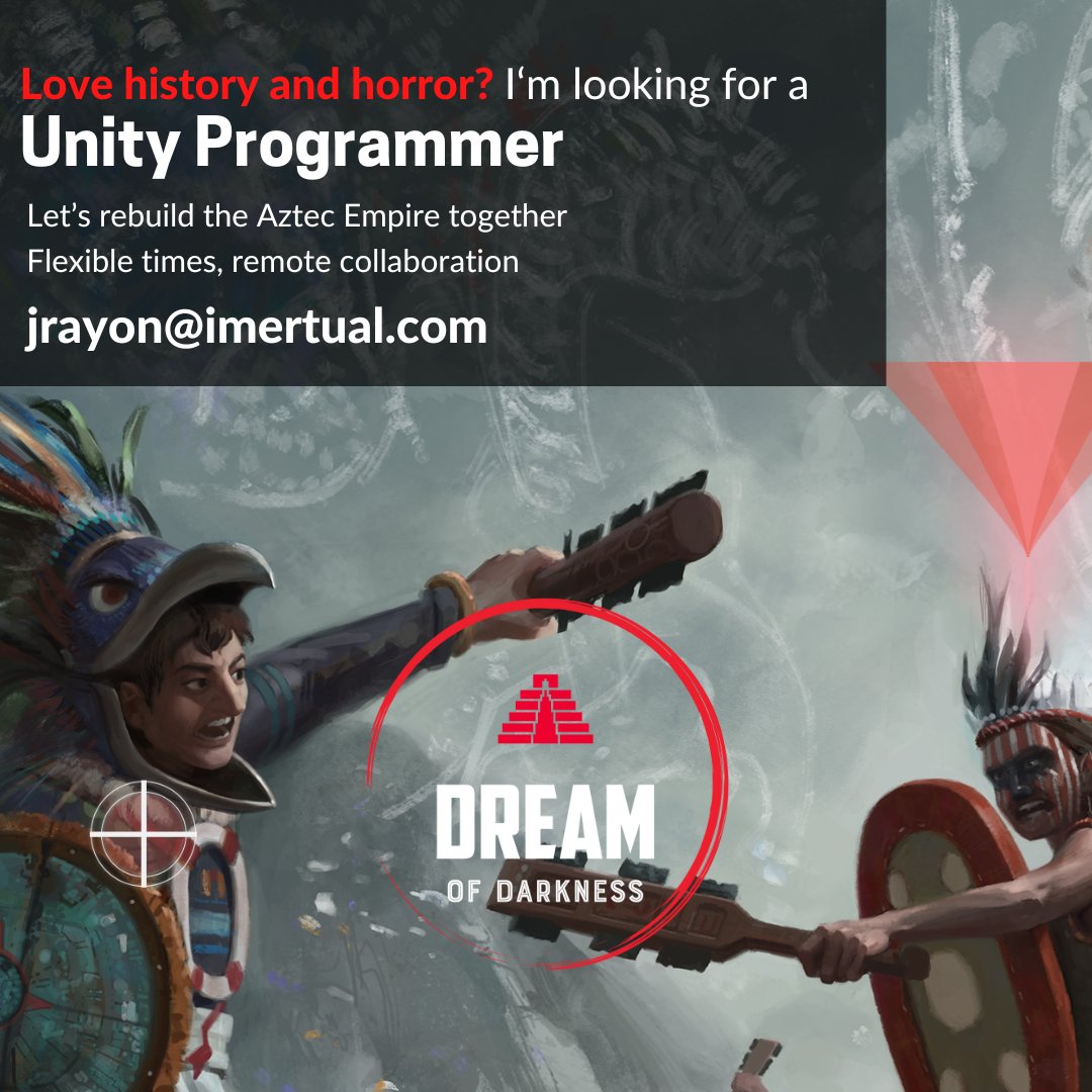 💀Si eres programador cool y te encanta Resident Evil clásico, ¡escríbeme! 

Tenemos buenísimos programadores, pero tenemos que apurarnos para aprovechar una oportunidad.

#gamedev #Aztec #horror #collaboration