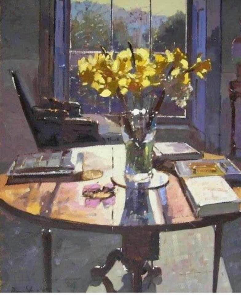 Bruce Yardley (British, b.1962) 'Daffodils Contre Jour,' 2017 Oil on canvas