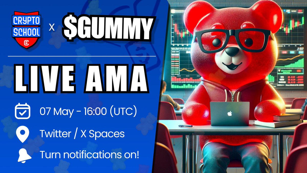 Buckle up, fam! 💨 Join our VERY FIRST Spaces with special guest @gummyonsolana 👊🏼 Come hang out + get all your school questions answered! 🚨 2 lucky listeners will get $GUMMY airdrop for attending! 👉🏼 x.com/i/spaces/1jmjg…