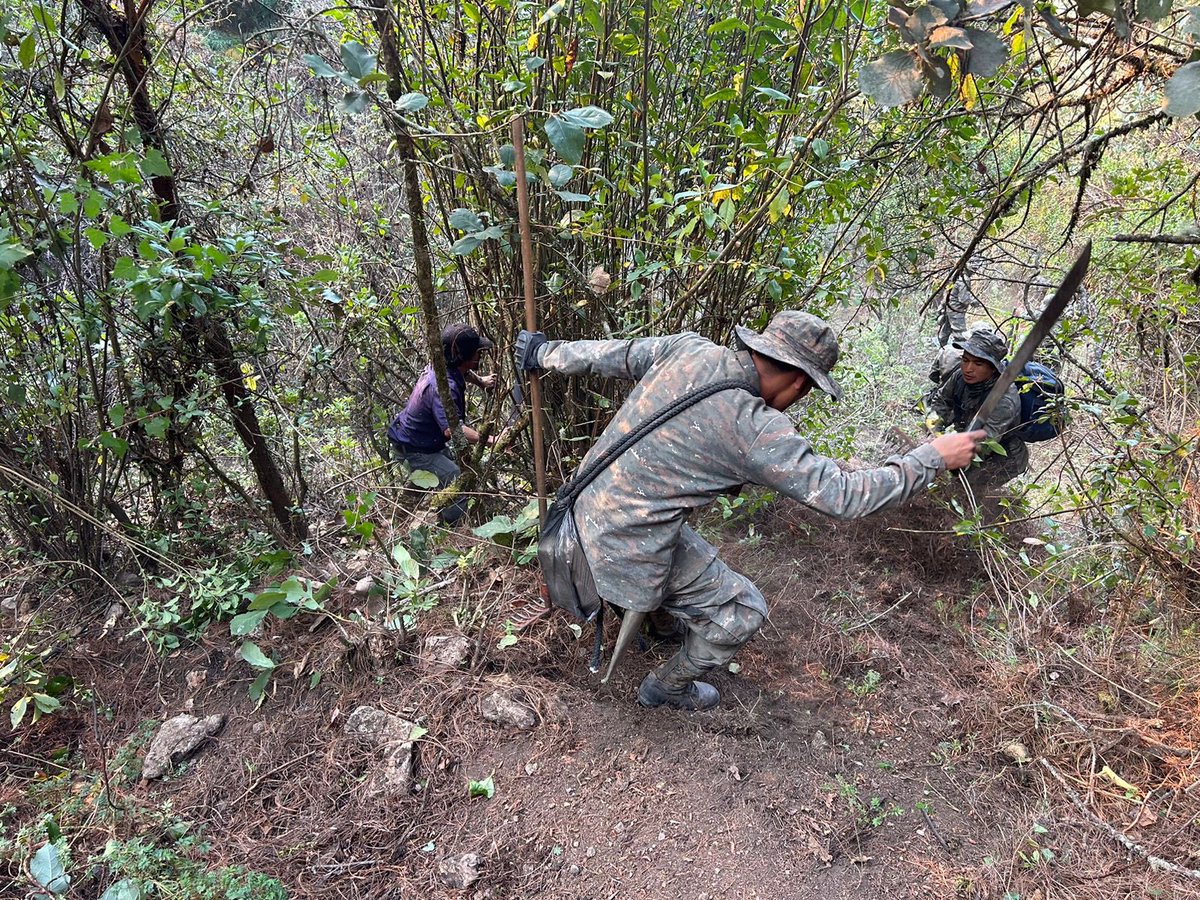 ¡Protegiendo nuestros bosques con valentía y compromiso! 🌳🫡🇬🇹 Quinta Brigada de Infantería del #EjércitoGT, en coordinación con comunitarios de la aldea Yul Witz, municipio de San Pedro Soloma, #Huehuetenango, continúan acciones de supresión de incendio forestal.