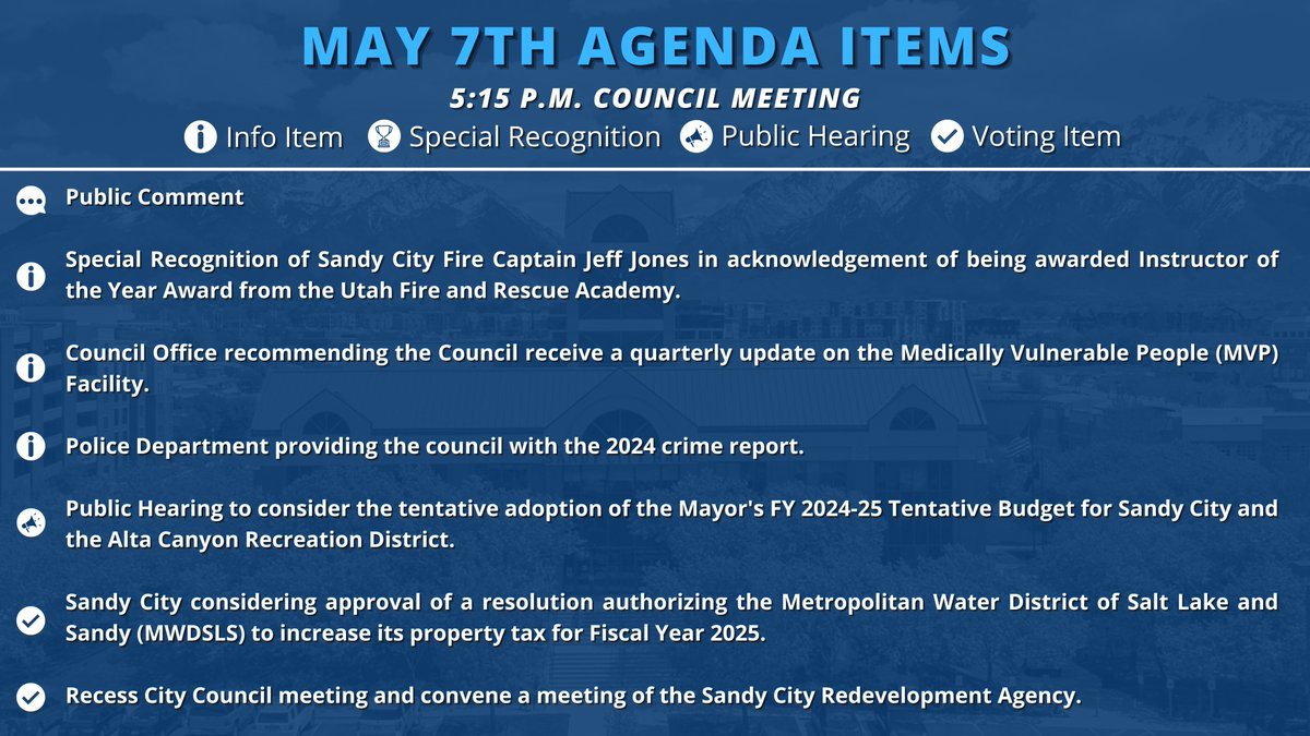 Who is joining us for tomorrow's City Council meeting? Here are the items on the May 9th agenda. See you tomorrow at 5:15! To register ahead of time, click here: us02web.zoom.us/webinar/regist…