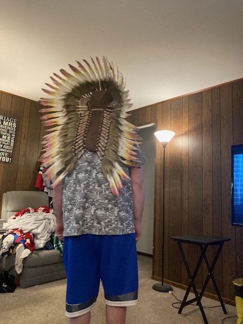 I got my chief headdress for Bloody Arrow weekend, be lots of fun, Chief Hat-Trick!!