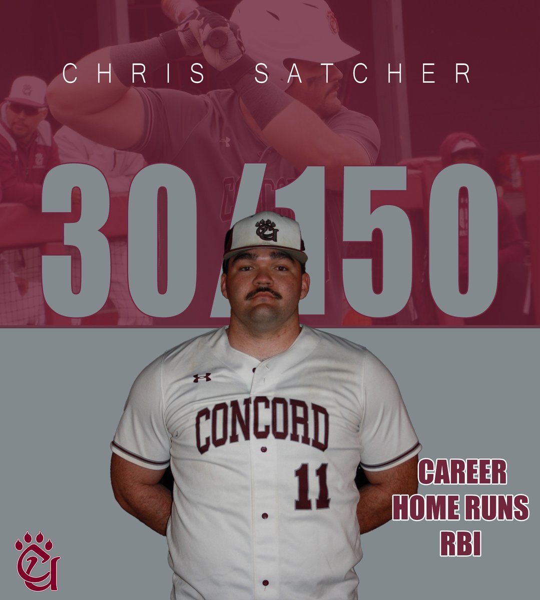 CUMountainlions (@cumountainlions) on Twitter photo By homering Sunday, <a href="/ConcordBaseball/">Concord Baseball</a>'s Chris Satcher became one of three players in program history with 30 career home runs and 150 career RBI By homering Sunday, <a href="/ConcordBaseball/">Concord Baseball</a>'s Chris Satcher became one of three players in program history with 30 career home runs and 150 career RBI