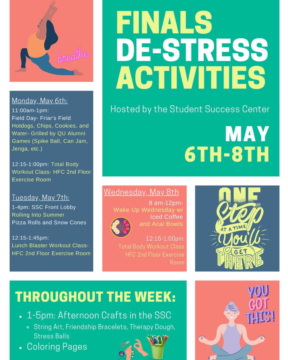 Don't miss out on these fun activities during finals week.