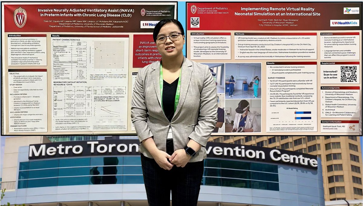 🌟 Shoutout to Dr. Sarah Trinh, neonatology fellow at @UWMadison, for her stellar presentations at #PAS24! From exploring innovative NAVA strategies in preterm infants with CLD to pioneering VR neonatal training in Vietnam, she's pushing frontiers. #WiscAtPAS