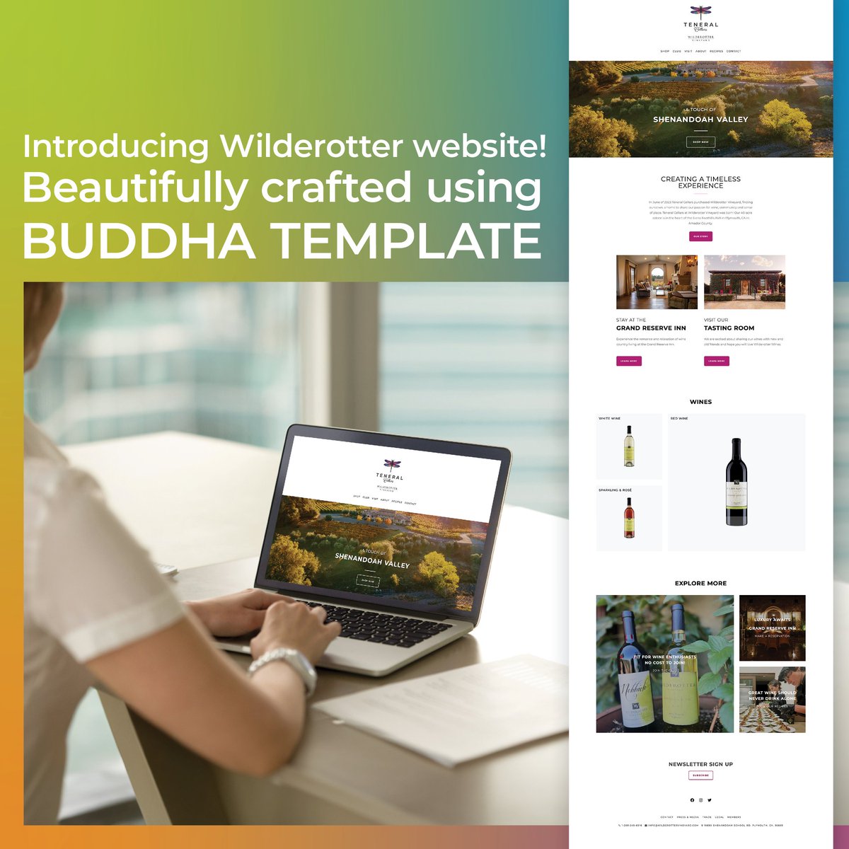 Check out @WilderotterVine new website at wilderottervineyard.com. It may be tough to spell, but it was easy to launch because they chose our Buddha Universal Template! Explore our affordable templates for just $349 and let the tranquility flow! bit.ly/3EIUATS