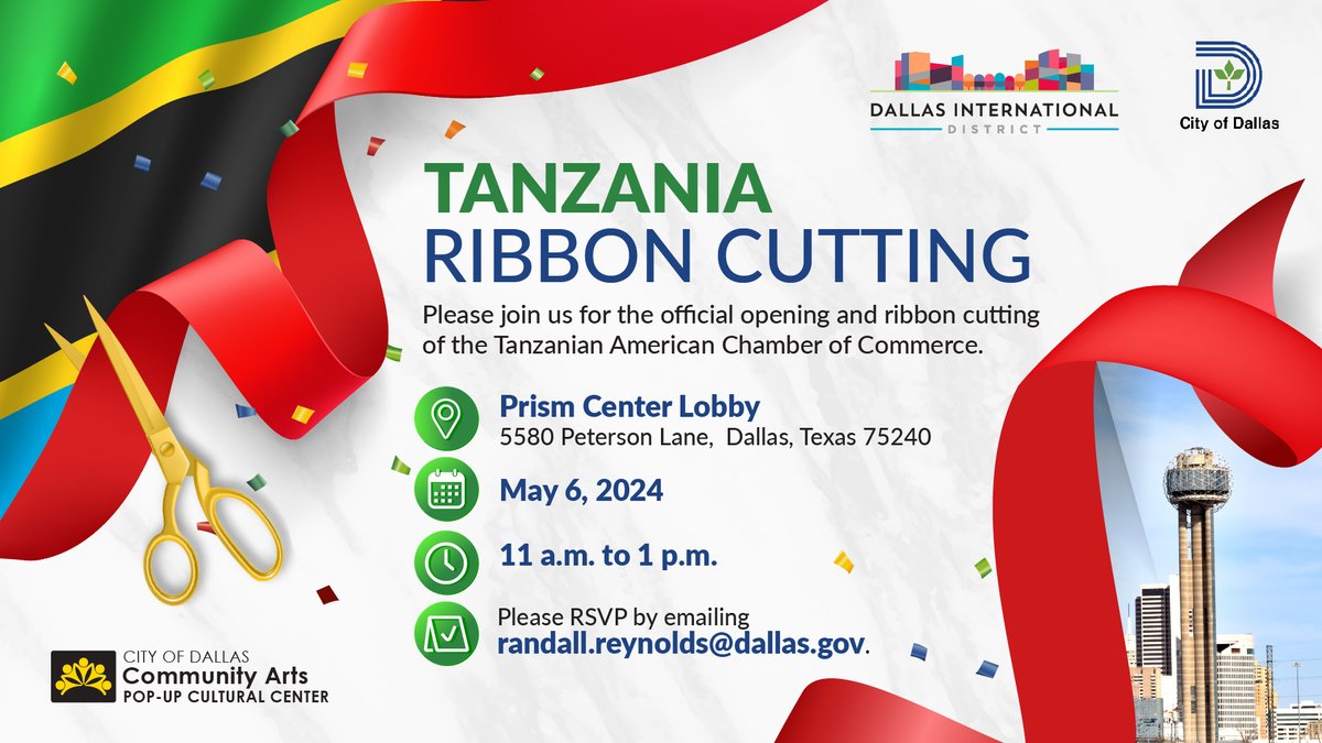 Today, we had the ribbon cutting for the Tanzania 🇹🇿 American Chamber of Commerce with @dallasmayor, Ambassador Phillips & Councilmember Schultz. Honored to be joined by Katherine Ho, Department of State; Ben Kazora, President of the Chamber; & H. E. Ambassador Dr. Elsie S. Kanza