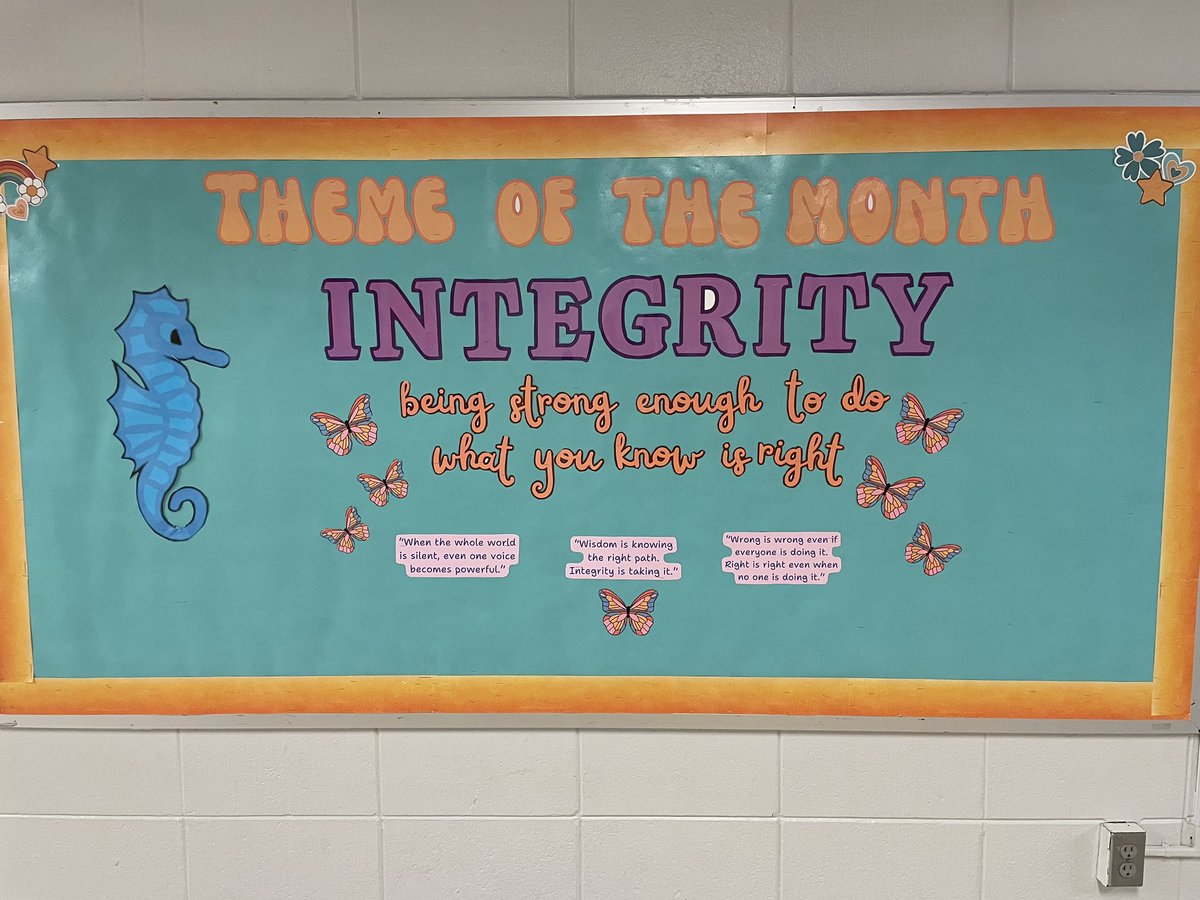 A new month=new theme! 
Last one of the school year! 
INTEGRITY 🦋

@SeaGateES #charactered #schoolcounseling