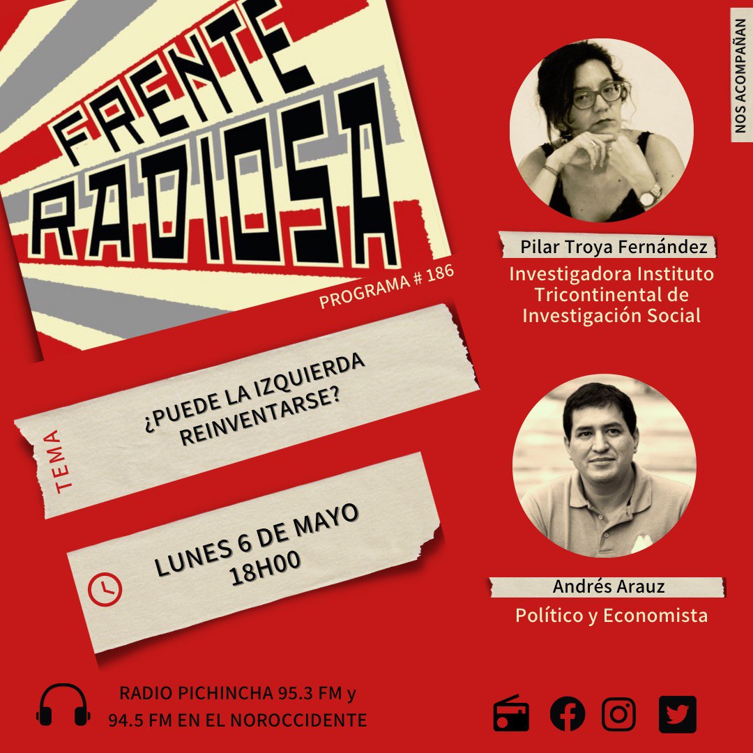 📢 ¡HOY a las 18h00! ¿Puede la izquierda reinventarse? Nos acompañan @mpilartroyaf y @ecuarauz. Con la conducción de @isabeldiazec y @dosvecesforero por @radio_pichincha 95.3 FM 📻 #AgitamosLaPolítica