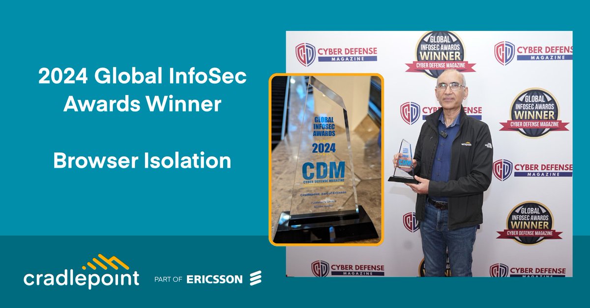 We started off #RSAC with a Publisher's Choice Award for Remote Browser Isolation from Cyber Defense Magazine. #browserisolation #ZeroTrust #cybersecurity