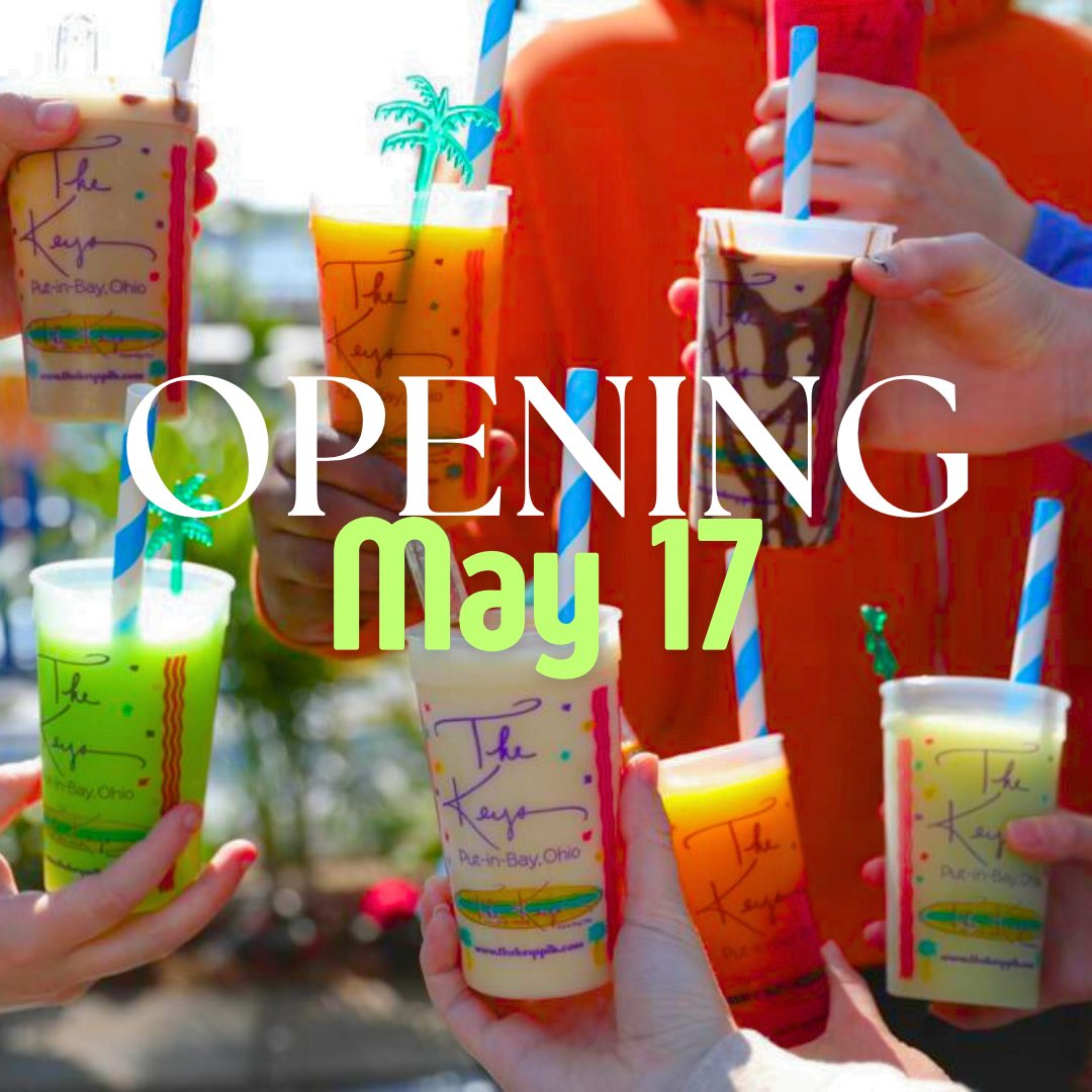 Exciting news! The Keys is opening on May 17th! We can’t wait to pour you some frozen drinks and serve you some conch fritters with our Keys of the North hospitality. Get ready for a fantastic time on Lake Erie! 🏝️ #OpeningWeekend #PutinBay #PIB #LakeErie #Summer2024