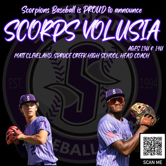The Purple gang is expanding. Calling all 13s & 14s in Volusia County. The time is NOW! Any inquiries please email mattcleve05@gmail.com #ScorpNation