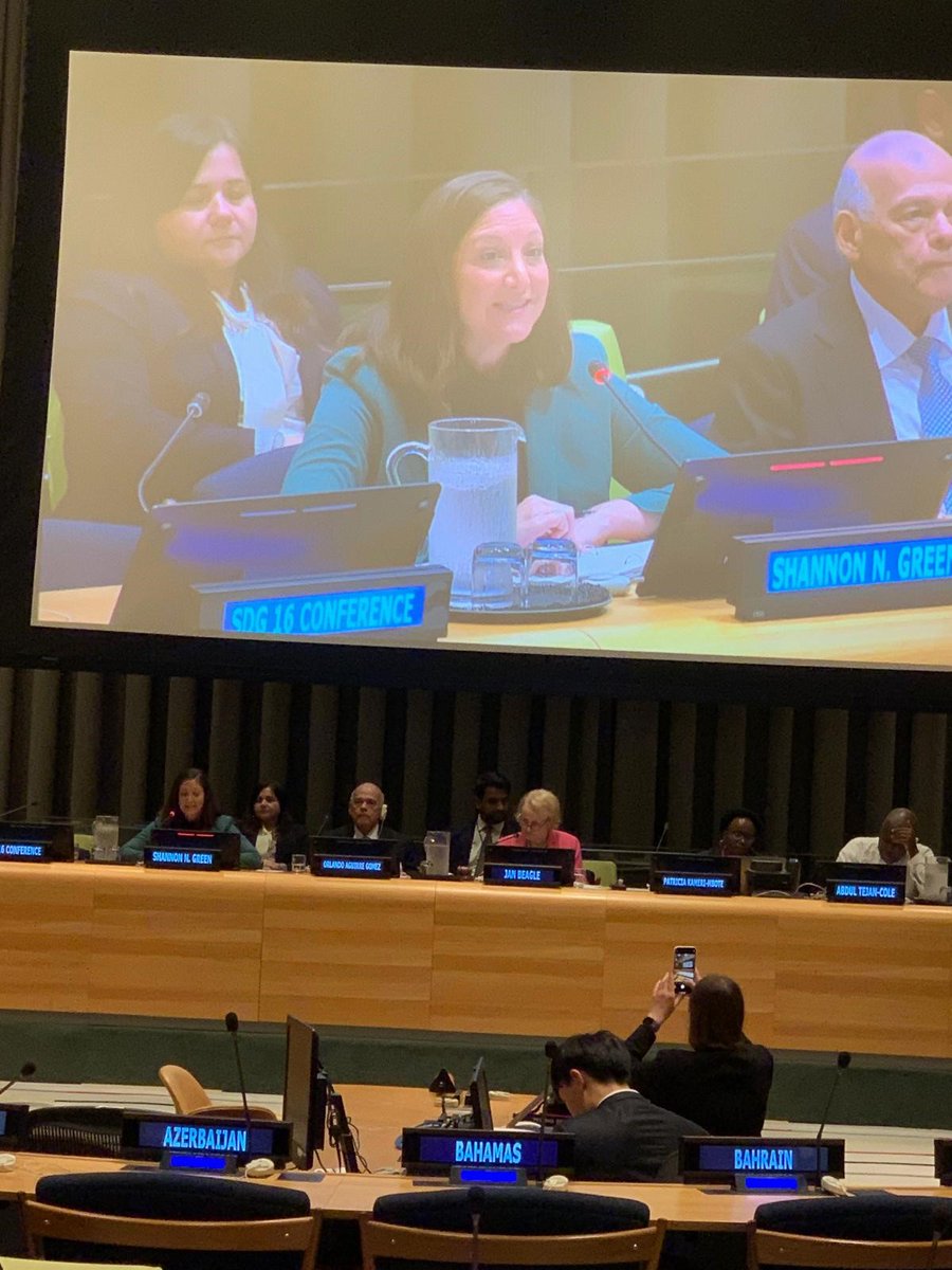 Today, @USAIDDRG's AtA Shannon Green attended the #SDG16 High Level Conference - and cited how fundamental it is to the 2030 agenda. Globally, citizens are demanding #justice, #humanrights, and #anticorruption to realize #SustainableDevelopmentGoals.