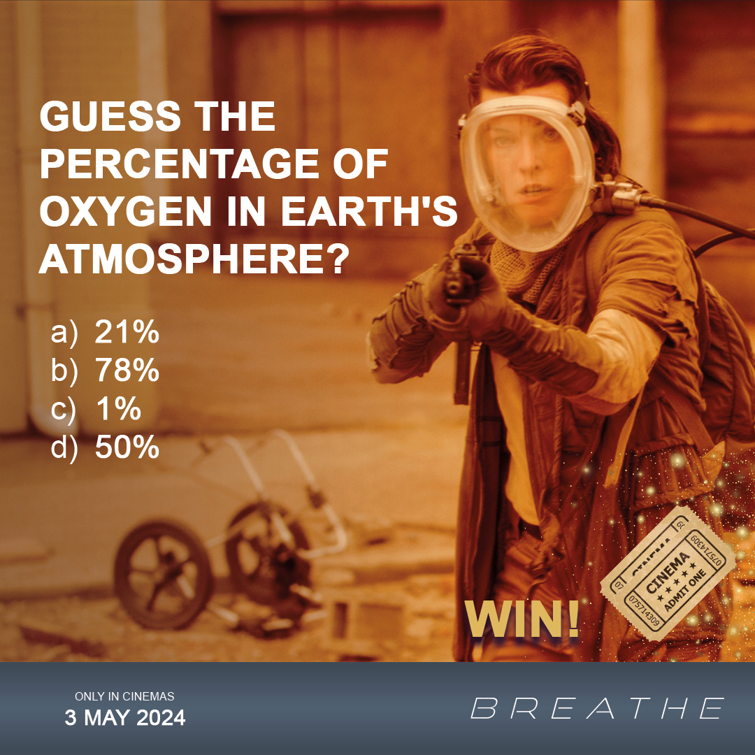 WIN! Do you know what percentage of the atmosphere is made up of oxygen? Share your answer in the comments below for a chance to win 2 movie tickets up for grabs! #Breathe starring Milla Jovovich, now showing in cinemas 😱🍿 Find a cinema: numetro.co.za/movie/6528/