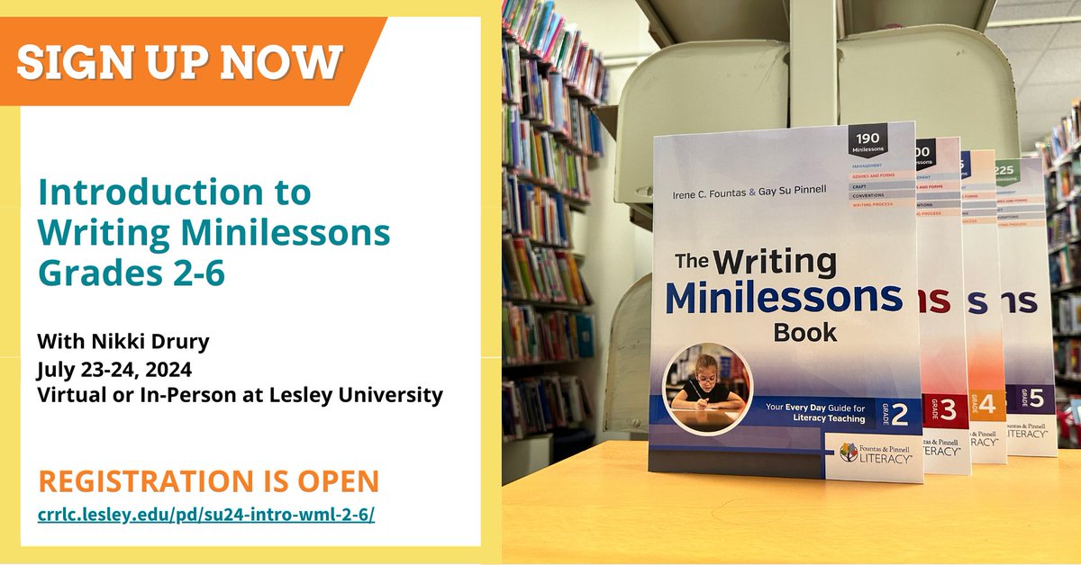 🍦Summer is almost here!

This July, deepen your children’s knowledge of genres, craft, conventions, and the writing process through short, explicit writing minilessons. 

Register Now: CRRLC.LESLEY.EDU/SU24-INTRO-WML…
#kidswriting #teachinglife #teachersfollowteachers