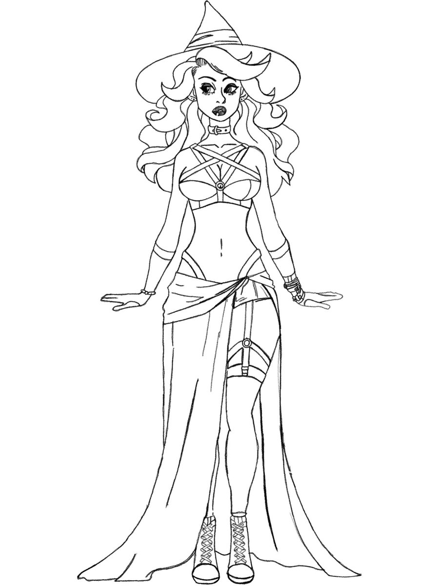 A sketch of a #oc i have been working on! I don’t have a name or backstory yet…ideas appreciated lol! 
•
•
•#art #ArtistOnTwitter #artmoots #ocart #witch #ArtistOnX #sketch