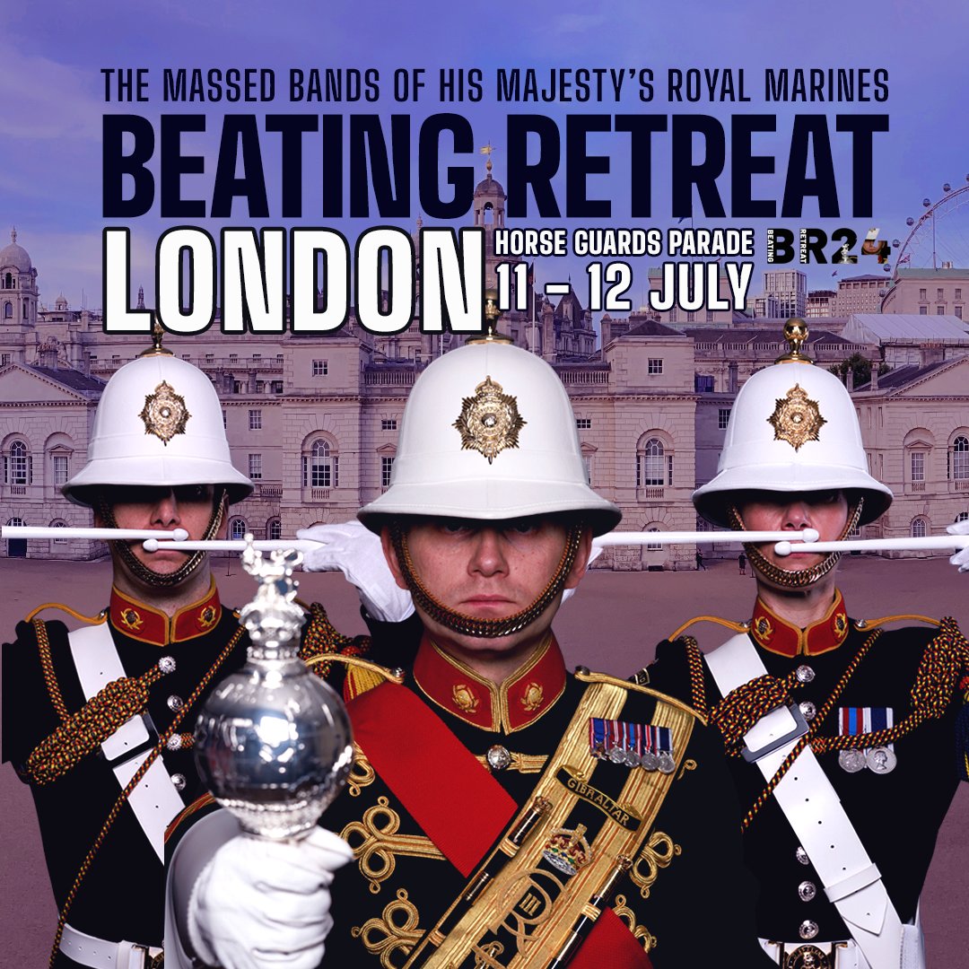 The 1st anniversary of HM the King's Coronation, a remarkable display of the close relationship between the Royal Family and our Armed Forces. This July, @rmbandservice will perform in London once again for the ceremony of Beating Retreat. bit.ly/3wyBBLb @theRMcharity