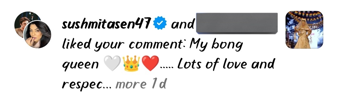 Yippeeee 🥹🫶
She noticed and liked my comment 🤧❤❤❤

#SushmitaSen