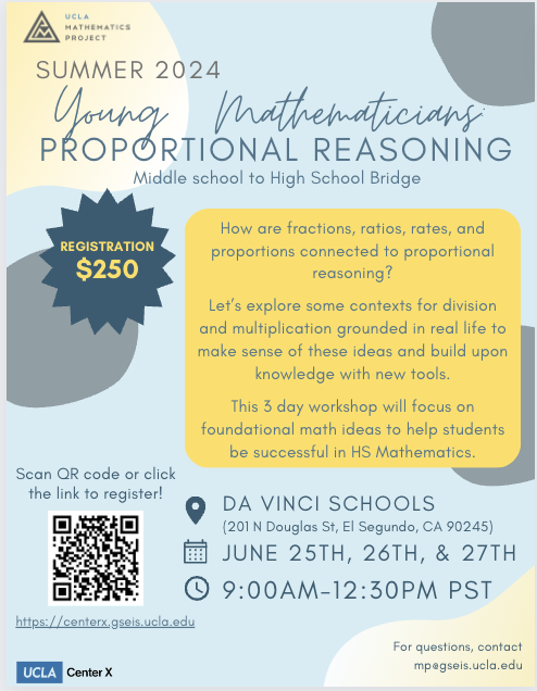 Join us this summer for Young Mathematicians: Proportional Reasoning! How are fractions, ratios, rates, and proportions connected to proportional reasoning?
#datainreallife #makingmeaningofthecurriculum #numbersenseandreasoningroutines #playfulfluency #proportionalreasoning
