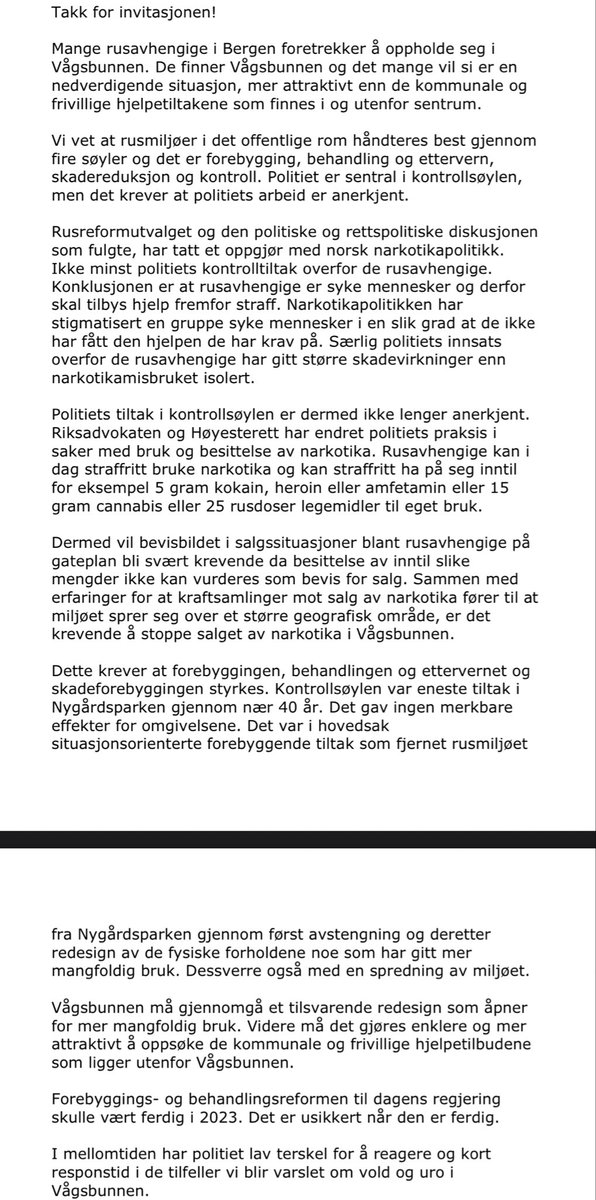 Fikk innsyn i manuset som Morten Ørn brukte på folkemøtet i Bergen, tilsendt fra han personlig.. #NarkoTwitter