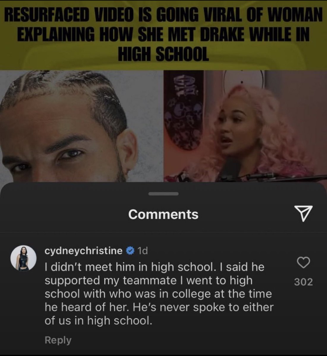 Another one of Drakes alleged “victims” (Cydney Christine) speaks out and says that nothing happened