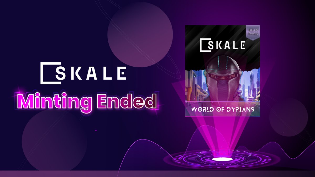 The @SkaleNetwork Beta Pass NFT Minting has come to a close, with a total of 27.5k NFTs minted over the past two weeks. ⌛️ We're happy to see our vibrant community benefiting from early game access, the exciting SKALE Treasure Hunt with a $20,000 reward pool, and the use of the…