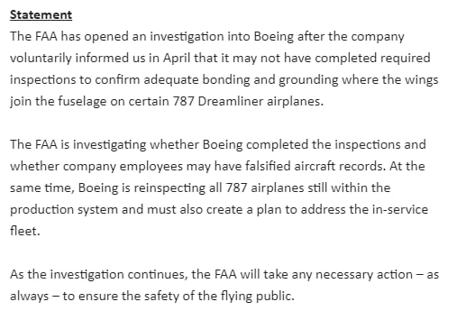 BREAKING: FAA investigating whether Boeing employees falsified aircraft records after company says it may not have carried out all required inspections