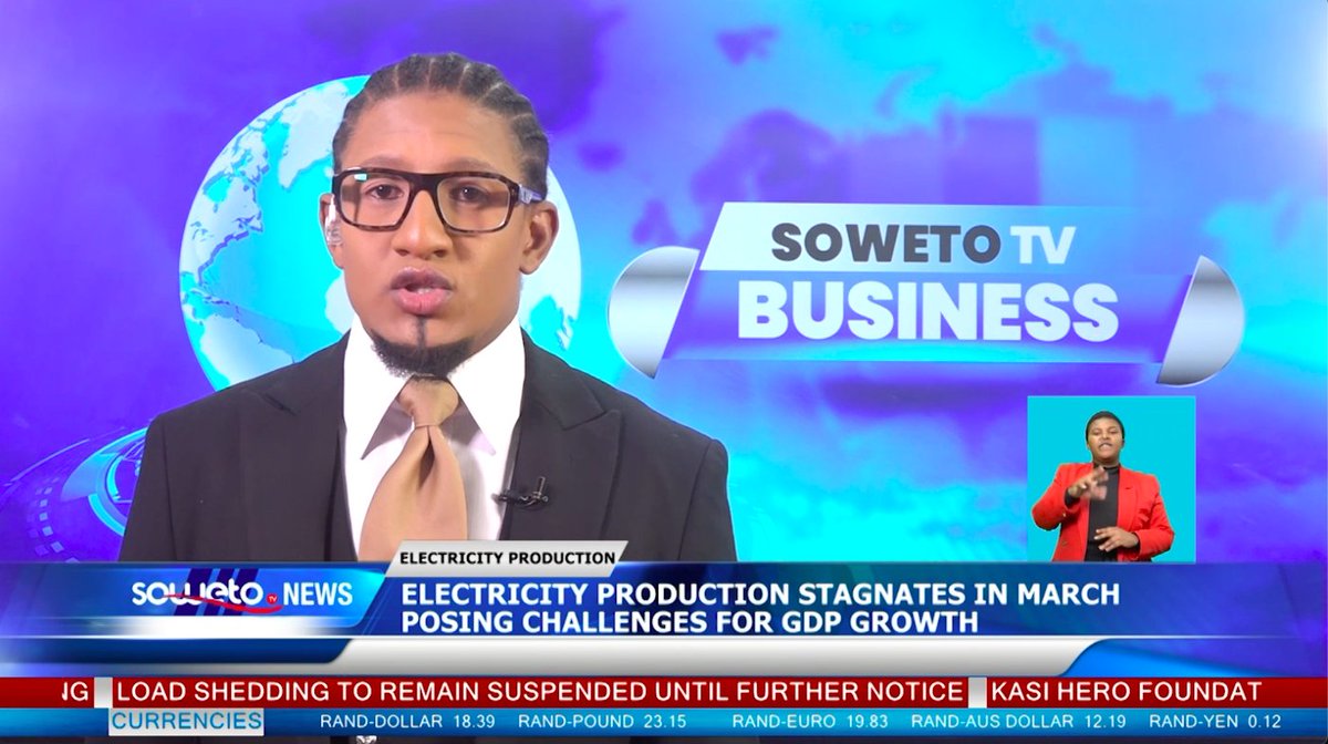 Electricity production remained stagnant at 0.0% year on year in March, following a 4.2% expansion in February. #sowetotvnews

Watch the full story here:  youtu.be/fgqPfY-zDV8