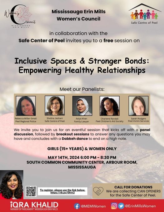 Proud to be part of such transformative conversations for young women in our community, together with <a href="/ErinMillsWomen/">Erin Mills Women's Council</a> 💜

Register Here: ow.ly/ivE650RxRNR