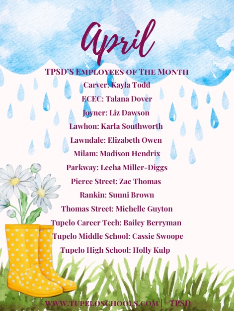 Congratulations to our April #TPSD Employees of the Month.