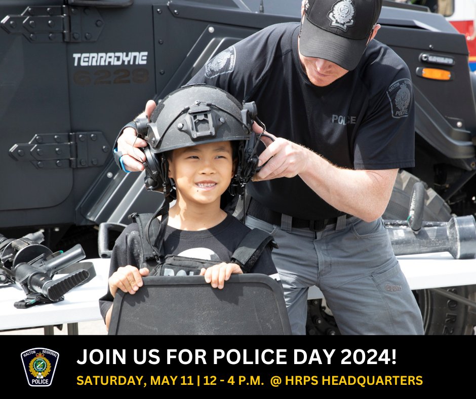 Halton Police Board (@hpboard) on Twitter photo The <a href="/HaltonPolice/">Halton Police</a> would like to invite community members to its 22nd Police Day on Saturday, May 11th! The free, family celebration of policing will take place, rain or shine, from 12:00 p.m. until 4:00 p.m. at HRPS Headquarters. #haltonOn #HRPS The <a href="/HaltonPolice/">Halton Police</a> would like to invite community members to its 22nd Police Day on Saturday, May 11th! The free, family celebration of policing will take place, rain or shine, from 12:00 p.m. until 4:00 p.m. at HRPS Headquarters. #haltonOn #HRPS