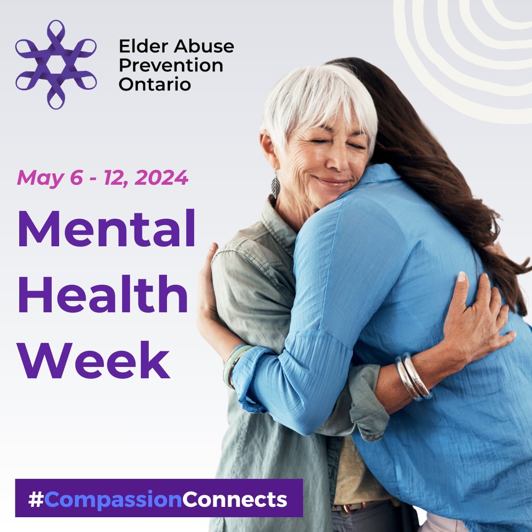 May 6 – 12 is #MentalHealthWeek. This year’s MHW is centered on the healing power of compassion. Don’t forget to take a moment to extend this compassion to our seniors. Learn more: cmha.ca/mental-health-… Read EAPO blog: eapon.ca/mhw_2024/ #CompassionConnects @CMHA_NTL