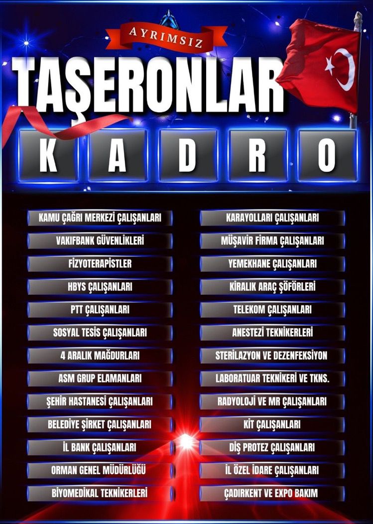 💯AYRIMSIZ TAŞERONLARA KADRO İSTİYORUZ ‼️ @RTErdogan @dbdevletbahceli @eczozgurozel @isikhanvedat @gamzetascier @turkiskonf