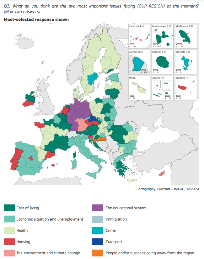 The most important issue facing 'our region' in EU countries (Eurobarometer, January-February 2024) europa.eu/eurobarometer/…