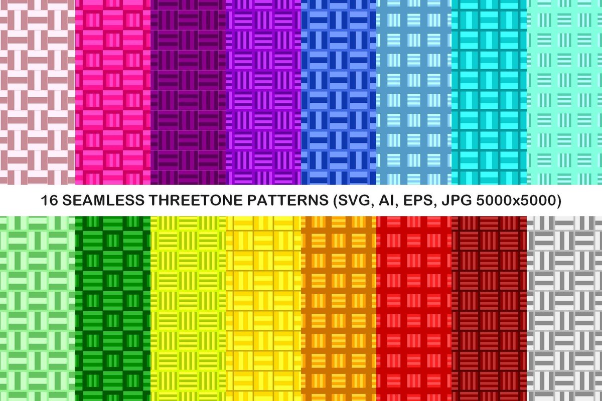 16 Seamless ThreeTone Square Patterns designbundles.net/davidzydd/3258…  #PatternGraphics #threetone #backdrop #GeometricDesign #PremiumBackground #BackgroundBundle #repeat #AbstractDesign #GeometricalPattern #PatternSale #CheapVectorPattern