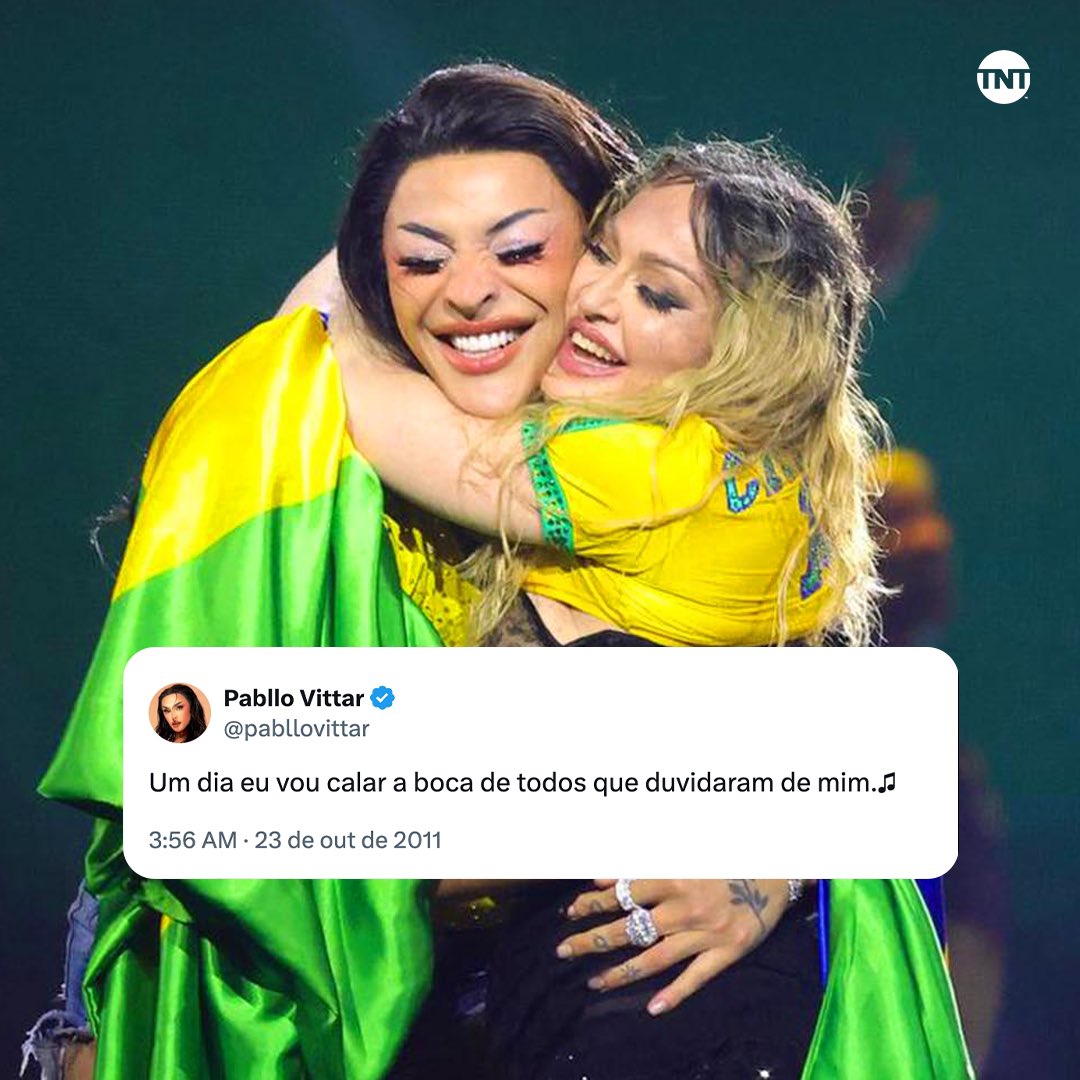 Protagonizando um momento HISTÓRICO 🙌 ao lado da #Madonna no último sábado, a #PablloVittar calou os haters e deu um show com a nossa camisa! 🤩🇧🇷 #TNTBR